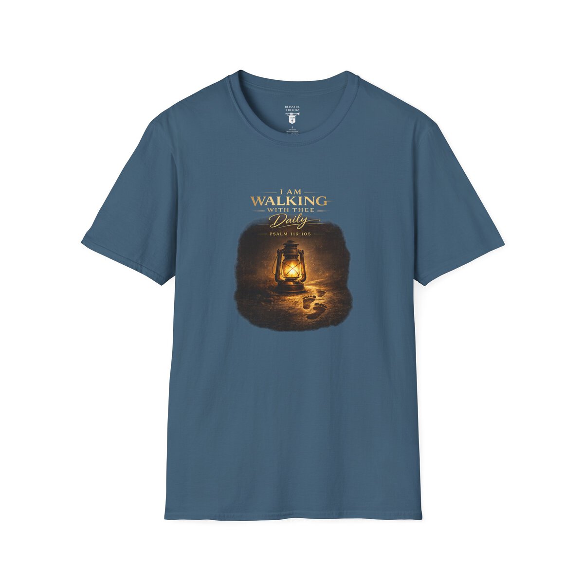 I AM WALKING WITH THEE DAILY - PSALM 119:105 - LANTERN - Unisex Softstyle T-Shirt - Image 19