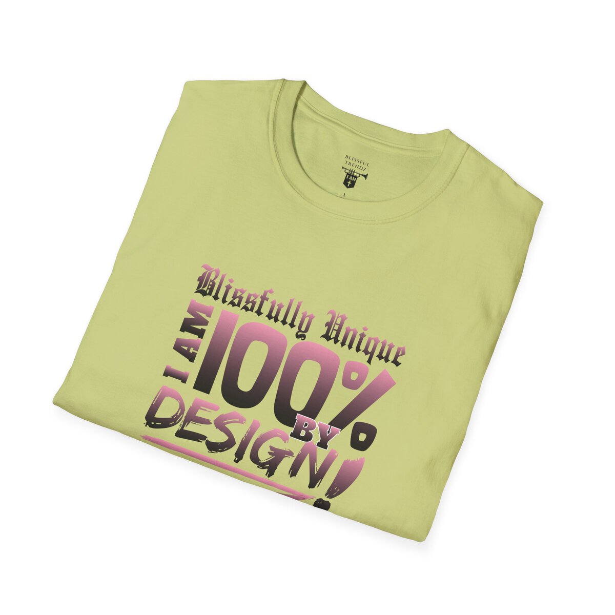 Blissfully Unique - I AM 100% by Design! - Typography - LT PNK - Unisex Softstyle T-Shirt - Image 18