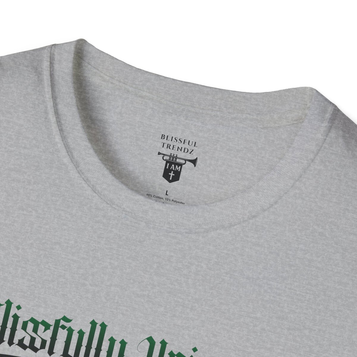 Blissfully Unique - I AM 100% By Design! - Typography - GRN/BLCK - Unisex Softstyle T-Shirt - Image 11