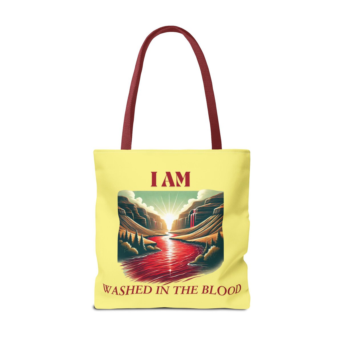 I AM Washed In The Blood - River - YLW - Tote Bag (AOP) - Image 6