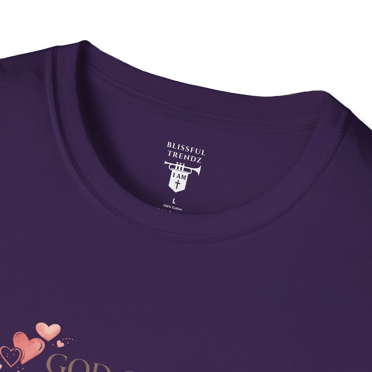 God Says I AM Word Cloud - Heart Motif - Unisex Softstyle T-Shirt - Image 38