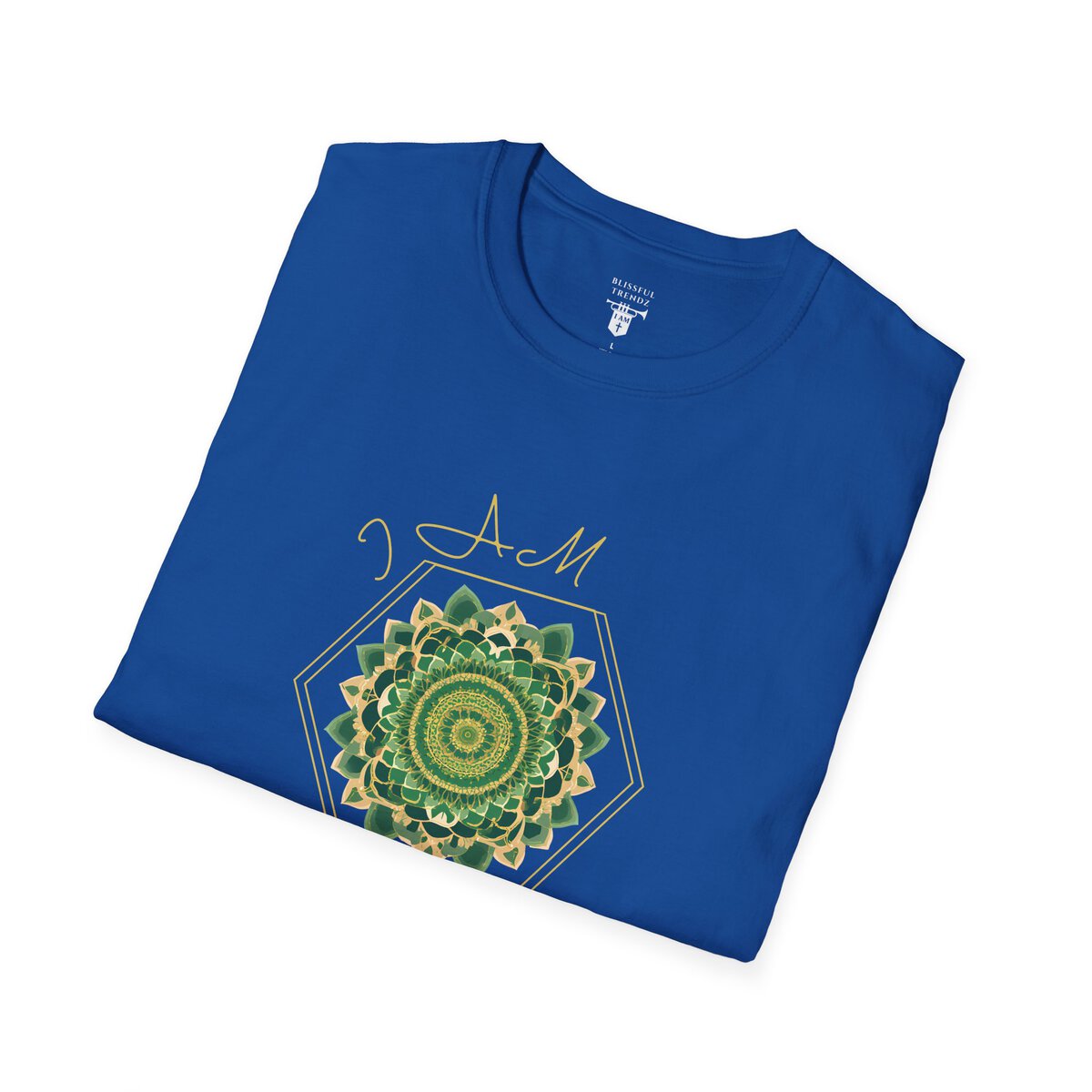 I AM 100% by Design - GRN/GLD - MNDLA - Unisex Softstyle T-Shirt - Image 21
