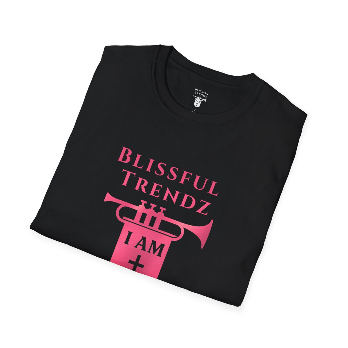 Blissful Trendz - I AM - Banners For The Battle - Raised For The Nations - PNK - Unisex Softstyle T-Shirt - Image 15