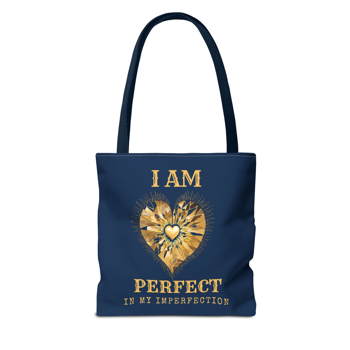 I AM Perfect in My Imperfection - GLD HEART - NVY - Tote Bag (AOP) - Image 2
