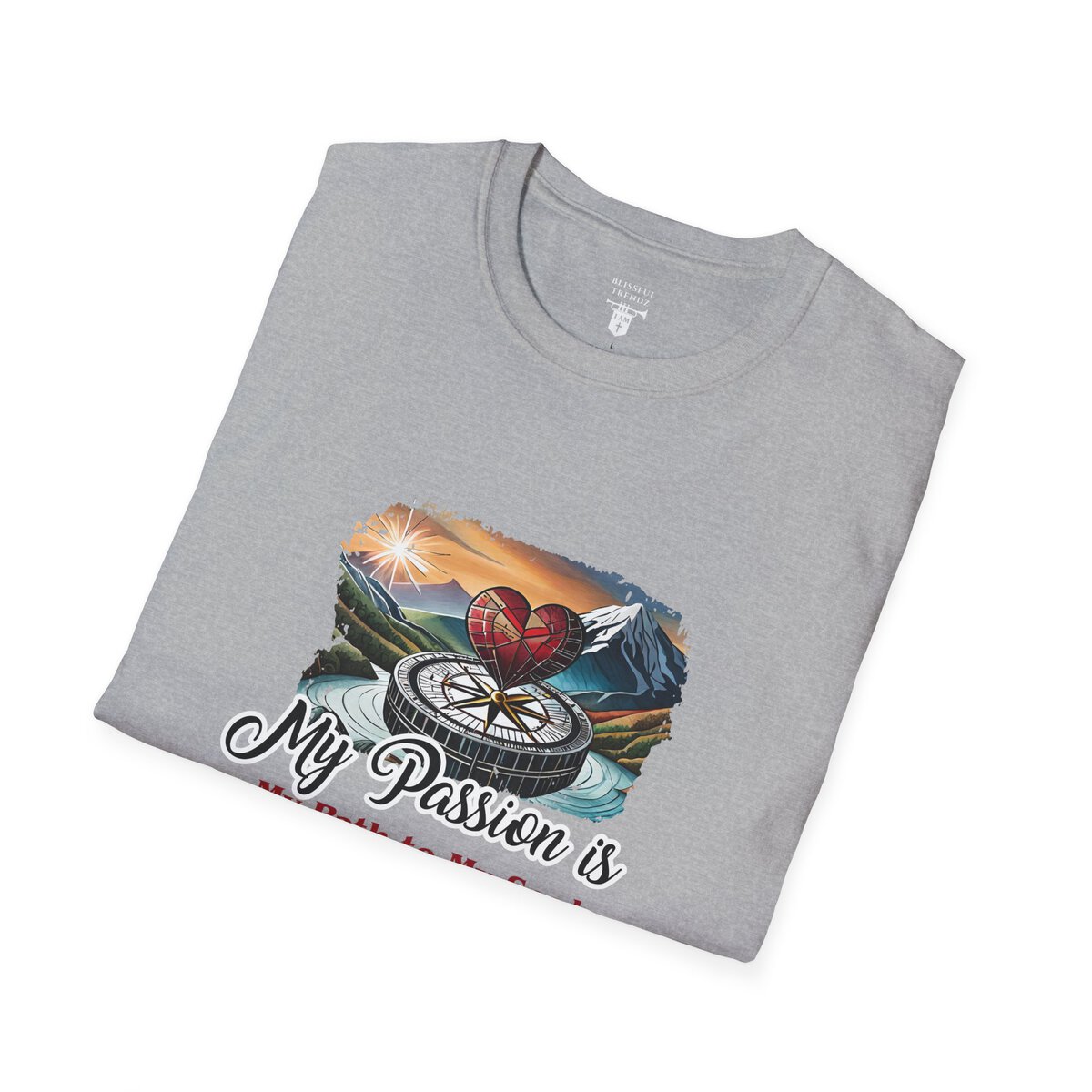My Passion is My Path to My Soul - Compass with Heart - Unisex Softstyle T-Shirt - Image 42