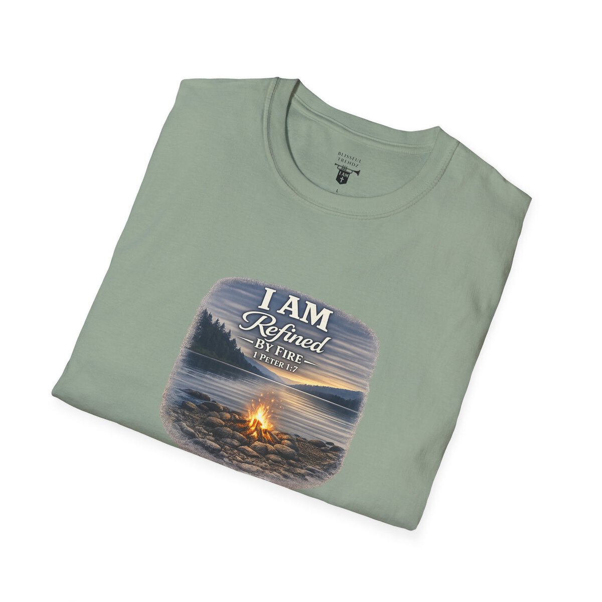 I AM REFINED BY FIRE - 1 PETER 1:7 - CAMPFIRE - Unisex Softstyle T-Shirt - Image 18