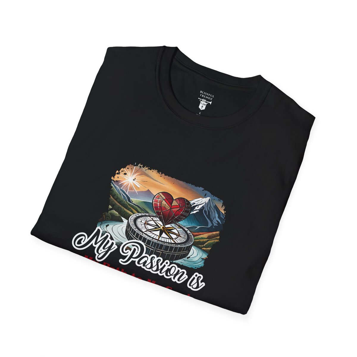 My Passion is My Path to My Soul - Compass with Heart - Unisex Softstyle T-Shirt - Image 6